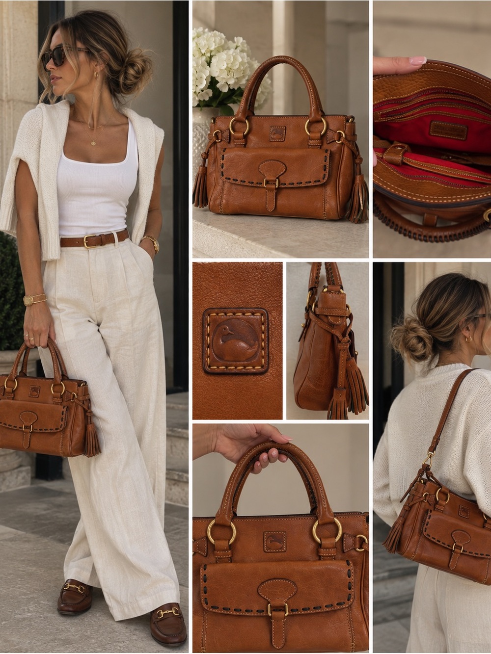 GENUINE LEATHER AUTHENTIC 
Vintage Dooney & Bourke Cognac Leather Satchel